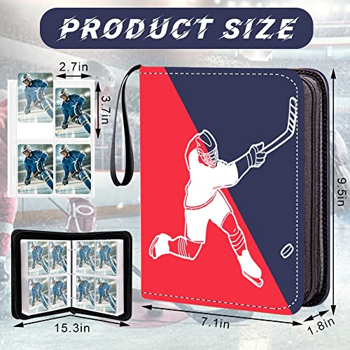4 Pocket Hockey Cards Binder,Premium Zippered Trading Card Binder,400 Double Sided Pocket PU Collection Binder,Water Resistant, 3 Ring Collector Album,Card Folder for Hockey Sport Cards Display - Image 3