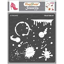 CrafTreat استنسل قابل لإعادة الاستخدام وبقع للرسم على الخشب ، قماش ، ورق ، قماش ، أرضية ، حائط وبلاط - بقع وبقع - 6x6 بوصة - DIY Art and Craft Stencils - Splatter Stencil