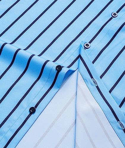 WENTTUO Men's Hawaiian Shirt Short Sleeve Button Down Tropical Summer Beach Casual Shirts Light Blue - image 7