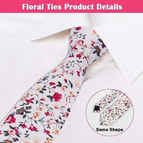Image of Mantieqingway Men's Cotton Floral Neck Tie 2.56'' Printed Skinny Tie