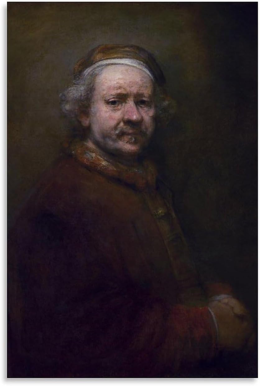 Rembrandt Oil Painting Poster Self-portrait in at The Age of 63 Canvas Painting for Living Room Bedroom Decor 12x18inch(30x45cm) Unframe-style