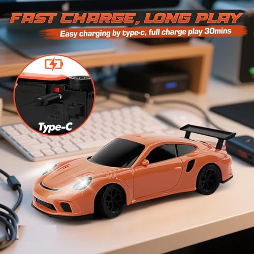 Image of Bestie toys Mini RC Drift Car with Gyro, 1 /43 Scale Remote Control Car High Speed Racing Micro Small with Full Proportional RTR 2.4GHz Remote 2 Tire Sets 8 Cones (Porche 911 GT3 RS)