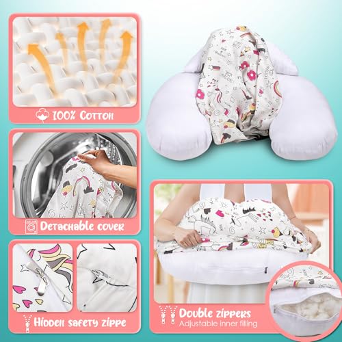 Nursing Pillow for Breastfeeding - Ergonomic Comfort & Support Baby Pillow for Bottle Feeding and Breastfeeding, Easier and Healthier Nursing, Firm Fiber Fill, with Removable Cover (Rainbow) by Erumpere - Used condition - Image 4