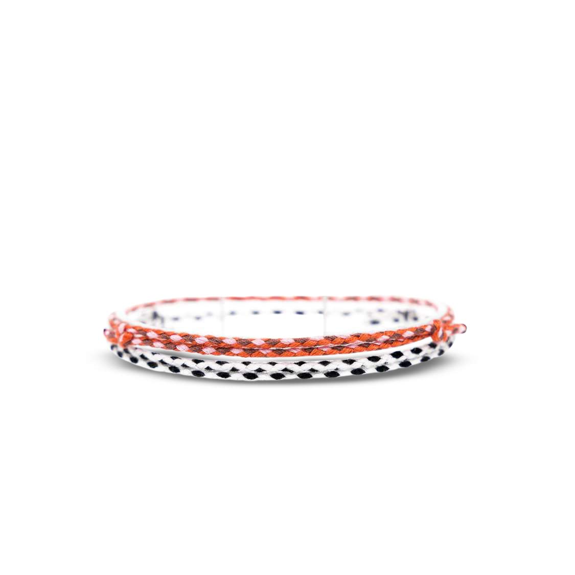Made by Nami Boho Surfer-Armband 2-er Set Damen & Herren - Handmade Strand Festival Accessoires - Wasserfest & Verstellbar - Freundschaftsarmbänder geflochten Mädchen Stoff-Armband (Rot-Orange & Weiß)