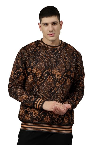 Design Printed for Casual Patterned Round Neck Pullover Sweatshirt Men's.