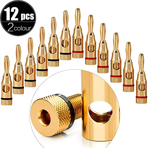 Amplificador AMZSUPER ERA Chapado en Oro con Conector de Banana para Cables, receptores de AV, Niveles de Potencia Hi-Fi, estéreo, Cable de Altavoz, Conector Flexible