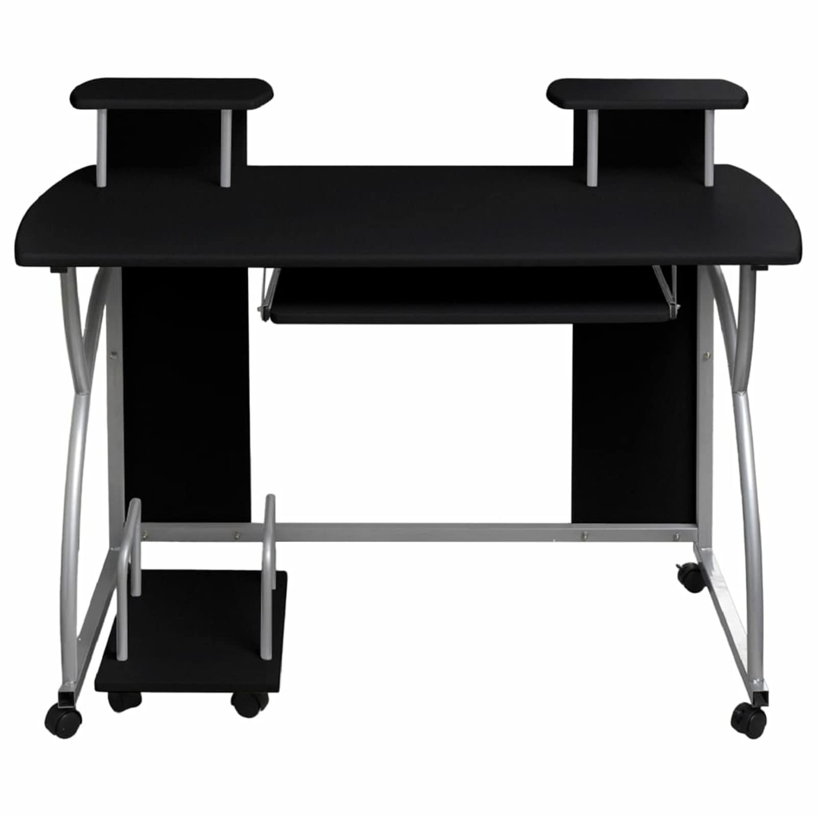 Homgoday Czarne biurko komputerowe 110 x 52 x 88,5 cm, wielowarstwowe drewno, meble biurkowe, biurko komputerowe, biurko zajmujące mało miejsca, stół biurkowy, biurko do gier do pokoju dziecięcego