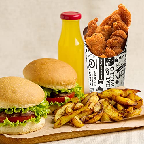 100 Pieces French Fries Holder Newspaper Paper Cones 14Oz Disposable Take Out Party Baking Waffle Paper Popcorn Boxes Sandwich Kraft Charcuterie Cups Paper Cups Ice Cream Cups For Wedding Food Trays #TOP2