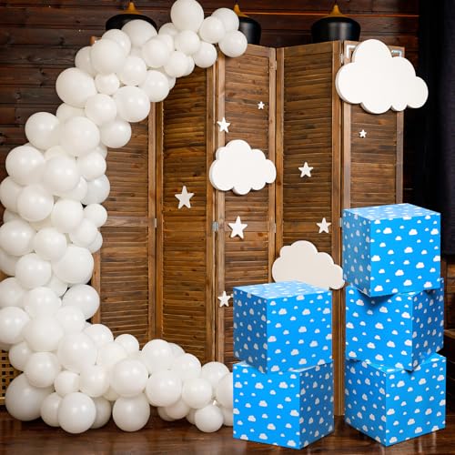 Dispowreath 6 Pcs Cartoon Story Birthday Party Decorations Story Large Boxes for Game Party Blue Sky Cloud 11.8 Inch Cardboard Box for Birthday Game Night Back to School Backdrop Centerpiece Supplies by Dispowreath - Used condition - Image 5