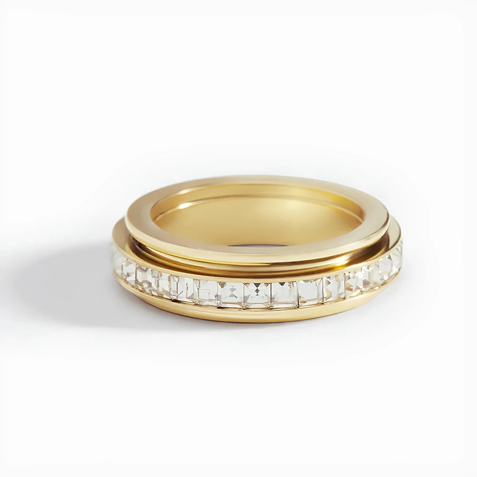 Ring Ringe Damen Bijouterie Herren Top Qualität Drehen Spinner Ringe Mit Zirkonia Einzigartige Gold Farbe Herren Schmuck Besten Freund