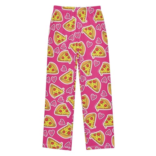 Boys' Pants Pizza Lover Pink Long Bottoms Jogger Pants Elastic Waist Trousers with Pockets S-XL