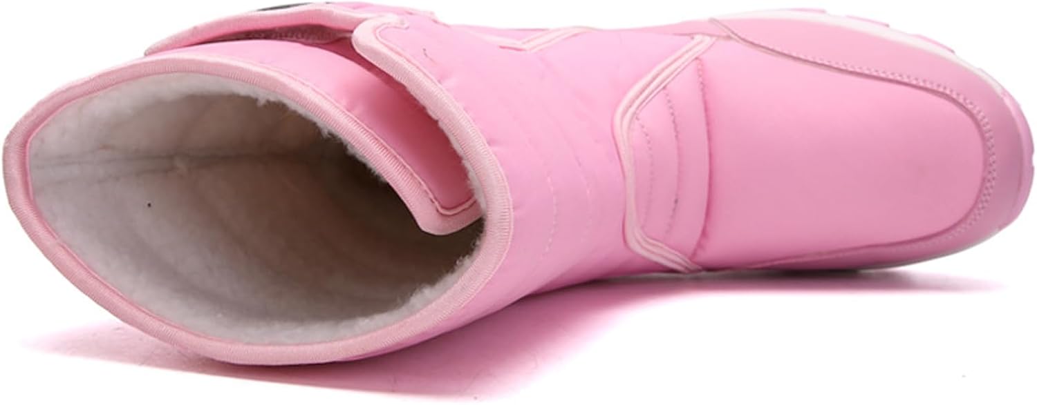 Women'S Waterproof Platform Snow Boots Winter Plus Velvet Round Head Non-Slip Adjustable Hook And Loop Mid-Tube Wide-Tube Snow Boots Casual Outdoor Plus Velvet Ankle Boot