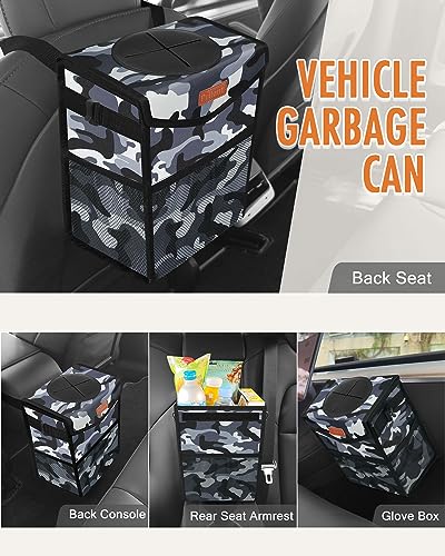 Image of Pritent Car Trash Can with Lid Leakproof Car Garbage Bag Vehicle Trash Bin