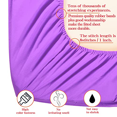 Ntbay 100% Brushed Microfiber Twin Fitted Sheet, 1800 Super Soft And Cozy, Wrinkle, Fade, Stain Resistant Deep Pocket Fitted Bed Sheet Only, Purple #TOP2