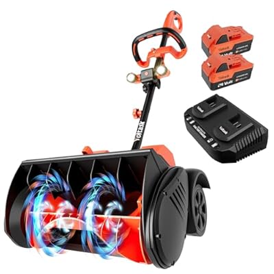VOLTASK 48V Cordless Snow Shovel with Wheels, 15.7-Inch Brushless Cordless Snow Blower, 4-Ah Battery Snow Blower with Directional Plate & LED Lights (2 * 24V Battery & Dual Quick Charger Included)