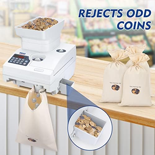 Ribao HCS-3300 High Speed Coin Counter, Heavy Duty Bank Grade Coin Sorter with Large Hopper, Two-Year Warranty