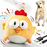 GUKCO Interactive Dog Toys, Squeaky Moving Ball Toy with Jumping & Music Modes, Rechargeable Plush Chew Toys for Small/Medium/Large Dogs to Keep Puppy Busy Pet Toys (Chick)