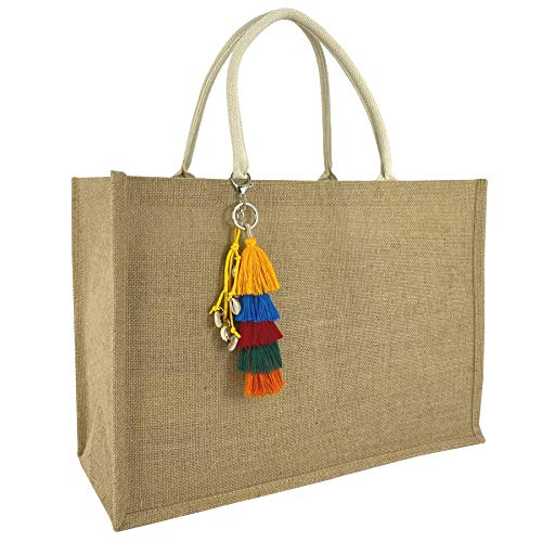 Image of Hibala Woven Large Beach Bag Straw Beach Tote Handmade Weaving Shoulder Tassel Bag Handbag