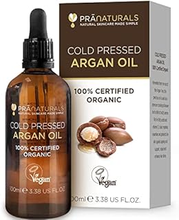 PraNaturals 100% Organic Moroccan Pure Natural Argan Oil for Face & Body 100ml  Rich in Vitamin E for Healthy Skin, Hair & Nails  No Parabens or SLS  Vegan, Cruelty-Free