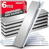 FINDMAG Neodymium Magnet, 6 Pack Bar Magnets Strong Heavy Duty Magnets with Adhesive Backing, Magnetic Strip Rare Earth Magnet for Crafts, Refrigerator, Door, Science- 60 x 10 x 3 mm, Silver