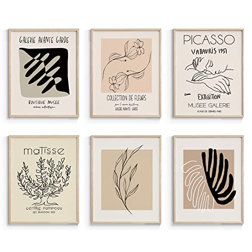 InSimSea Matisse Poster and Picasso Wall Art Exhibition Poster & Prints (UNFRAMED), Vintage Posters for Room Aesthetic, Abstract Wall Art for Living Room Set of 6 (11x14 in)
