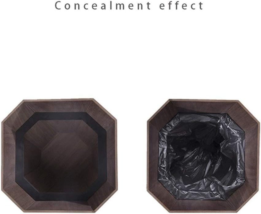 Papelera de madera para exteriores rectangular con tapa color marron claro 3