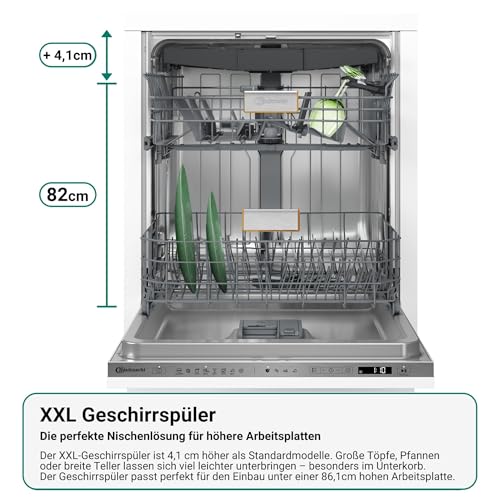 Bauknecht BKKR IAXL Vollintegrierbarer XXL-Geschirrspüler mit SlidingDoor 60 cm/Edelstahl/15 Maßgedecke/7 Standardprogramme + 1 Sensorprogramm/SteamShine/HygieneCare/Besteckschublade/Vollwasserschutz