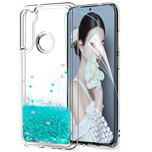 LeYi Funda Xiaomi Redmi Note 8T Silicona Purpurina Carcasa con HD Protector de Pantalla, Transparente Cristal Bumper Telefono Gel TPU Fundas Case Cover para Movil Redmi Note 8T ZX Verde