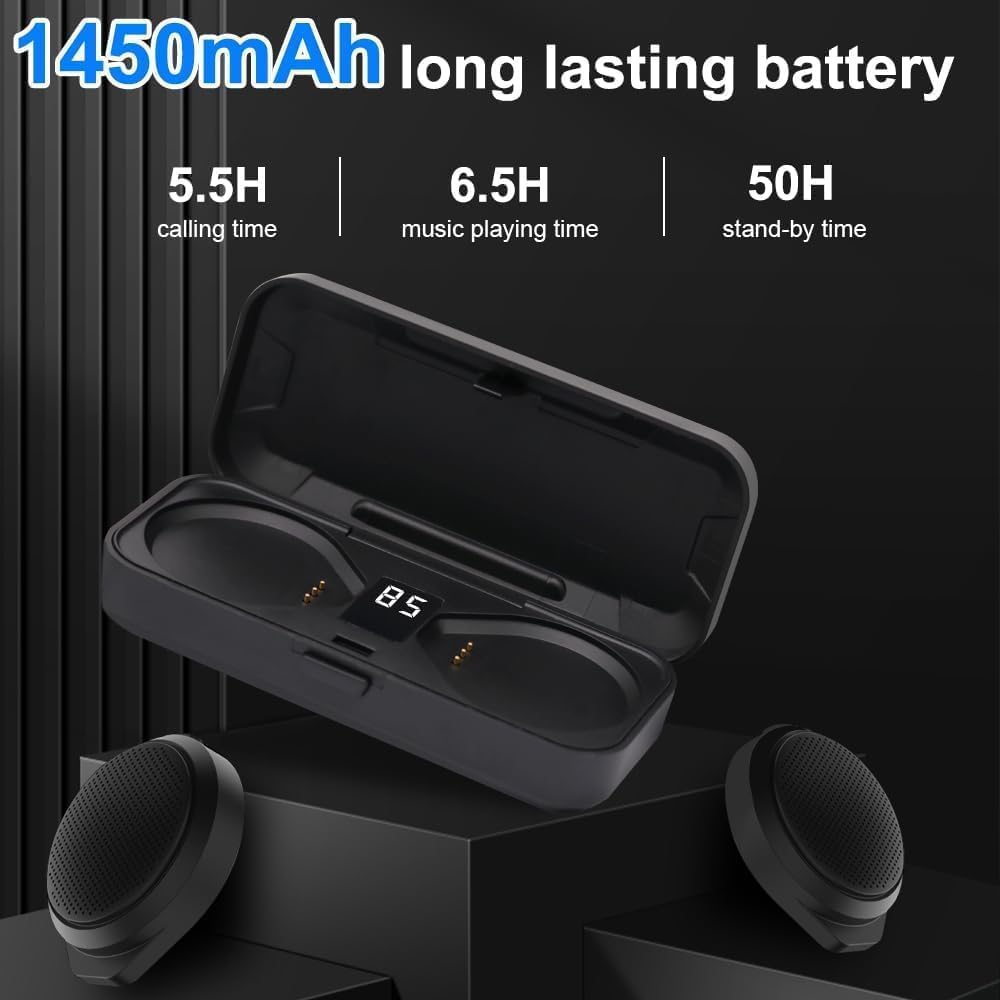 3T6B Motorcycle Bluetooth Headset with Charging Case, Helmet Bluetooth Speaker with Microphones & Remote Control, 1900mAh Battery, 50Hours Work Time, True Wireless Headsets for Riding and Skiing - Image 6