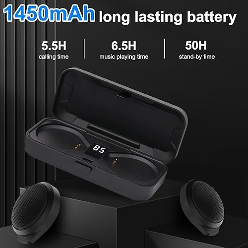 Miniatura 6 de 3T6B Auriculares Bluetooth para motocicleta con estuche de carga, altavoz Bluetooth para casco con micrófonos y control remoto, batería de 1900 mAh,