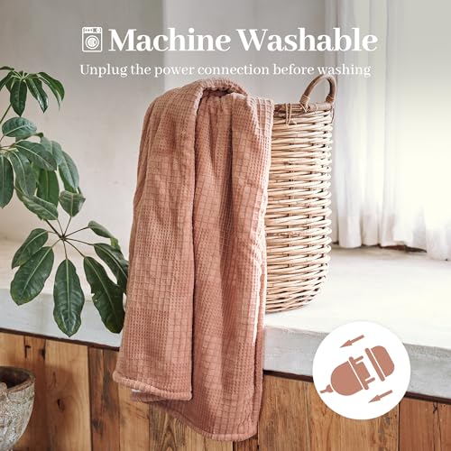 Electric Blanket Queen Size 84''X90'' - Heated Blanket with Dual Control Fast Heating 10 Heating Levels & 10 Hours Auto Off,ETL Certified Machine Washable (Fog Rose)