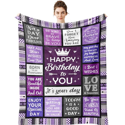 Yamco Birthday Gifts for Women - Happy Birthday for Woman Throw Blanket 60'x50' - Women's Birthday Gifts Unique - Cool Presents for Her Birthday - Female Bday Gift Ideas Friendship - Bday Decorations