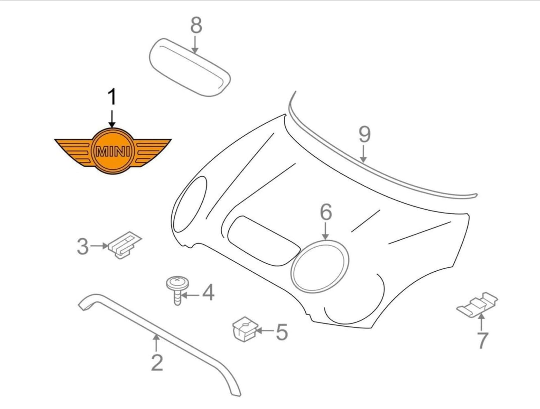 Oryginalny stemma Mini na maskę BMW Mini 51147026184