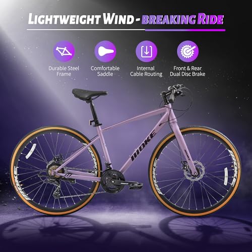 Image of DEYGIA Hybrid Bike, 24-Speed 700C Wheel Hybrid Bicycle with Dual Disc Brakes, Trigger Shifting, Internal Wiring Frame, Lightweight City Commuter Bicycle for Men Women Adult, Multiple Colors