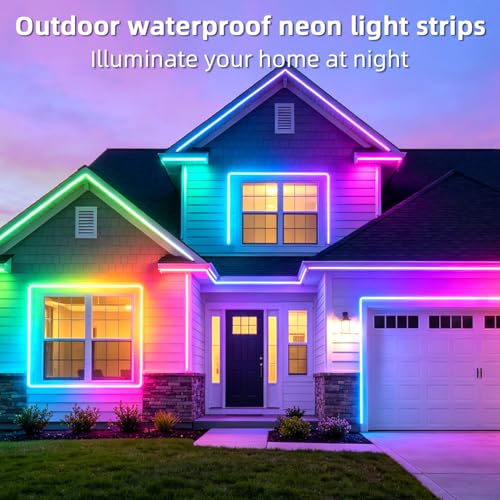 Image of segrass 66ft RGB LED neon Rope Lights LED neon Strip Lights Waterproof Flexible Neon LED Strip Lights,Led Lights for Bedroom