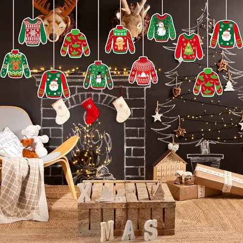 Image of 45PCS Christmas Ugly Sweater Cutouts for Bulletin Board Decoration, Ugly Sweater Paper Cut-Outs for Christmas Party Home Office School Classroom Bulletin Board Decorations