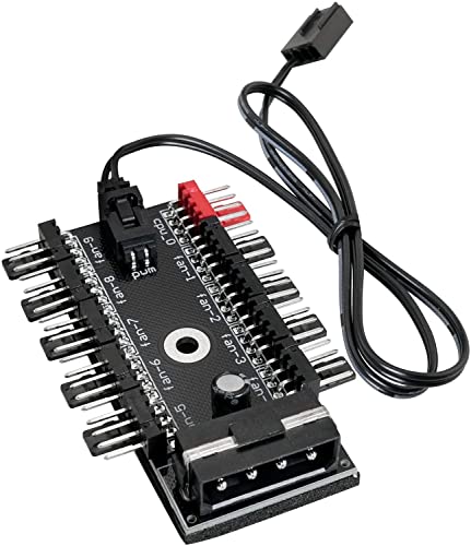 Image of Pi+ (PiPlus) 1PC PC 10 Port 4 Pin Chassis Fan Hub CPU Cooling HUB Fan Hub Controller, 10-Way 4-pin IDE Fan Speed Controller