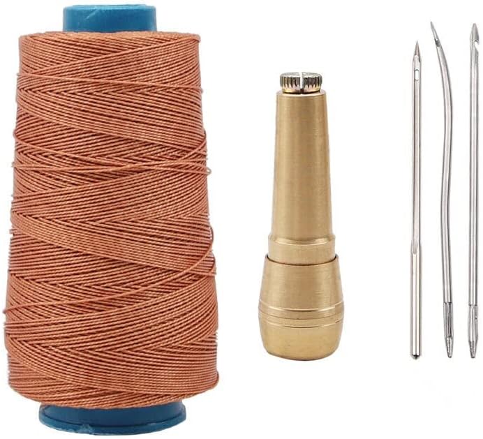 300M Nylon Sewing Thread Leather Sewing Shoes Repair Tool Awl Hand Stitching Taper Leathercraft Needle Thread Kit Leather Craft - (Color: Brown)