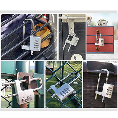 Image of Adjustable Shackle Combination Padlock,4 Digital Waterproof Password Padlock,Keyless Resettable Number Lock for Locker Room,Gate,Toolbox (1)