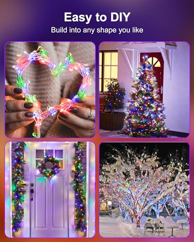 Image of Minetom 4 Pack Fairy Lights Battery Operated, 5 Feet 60 Led Firecracker Starry Lights Waterproof Silver Wire String Lights for DIY Wreath Wedding Party Bedroom Mason Jar Holiday Christmas, Multicolor