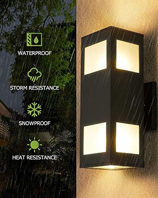 harriet Modern Rectangular Outdoor Wall Lights, 13 Black