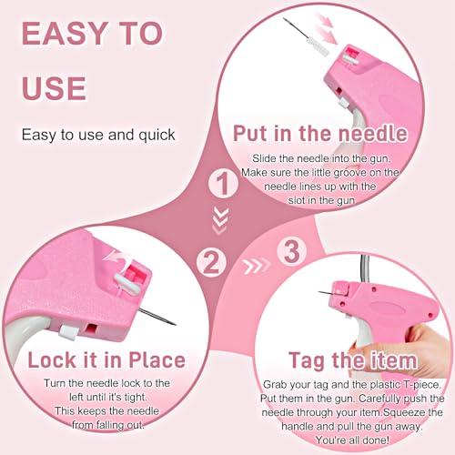 Image of 2026 New Stitch Gun for Clothes, Handheld Quick Clothing Fixer Sewing Kit with 1000 Black & 1000 White Fasteners, 6 Replacement Needles, Bright Pink