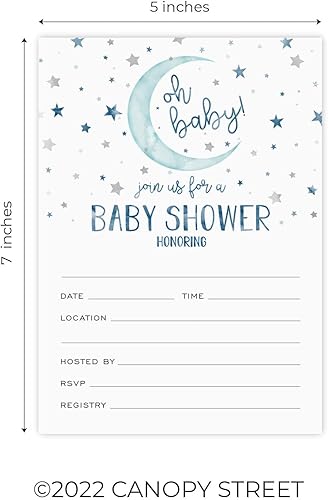 Miniatura 5 de Invitaciones para baby shower, 25 tarjetas de invitación con sobres blancos, invitaciones planas de 5 x 7 pulgadas, tarjetas de fiesta de bebé,