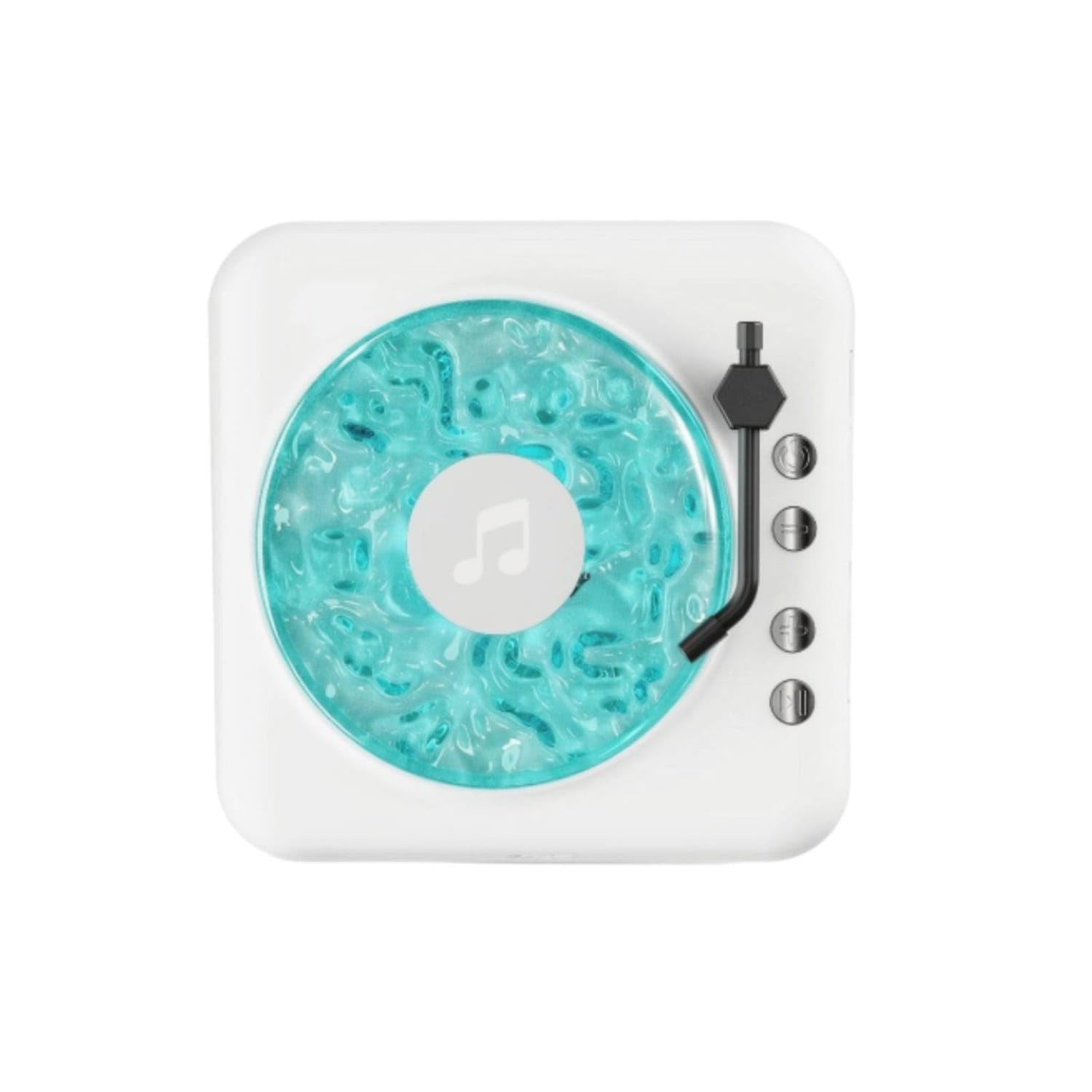 Compact Retro Music Player Tabletop Turntable-Style Speaker Vintage Music Player with Built-in Speaker Stereo for Audiophiles, Desk, Bedroom, Dorm Room, Bookshelf, White Water Ripple-image-23