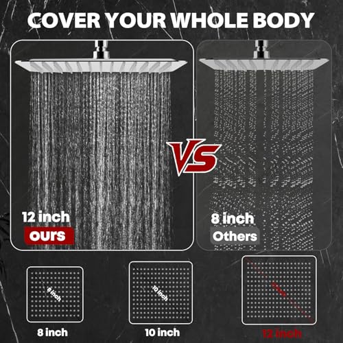 Image of Shower Head,12 inchHigh Pressure Rainfall Shower Head with Handheld Dual Spray