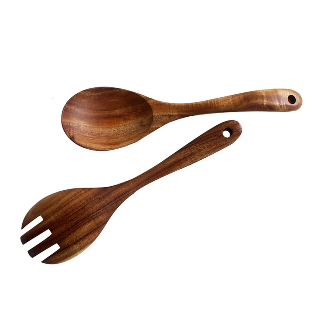 Cucchiaio Forchetta da Insalata Cucchiaio da Insalata in Legno con forchetta for mescolare per Mescolare Il Piatto di Pasta con Frutta