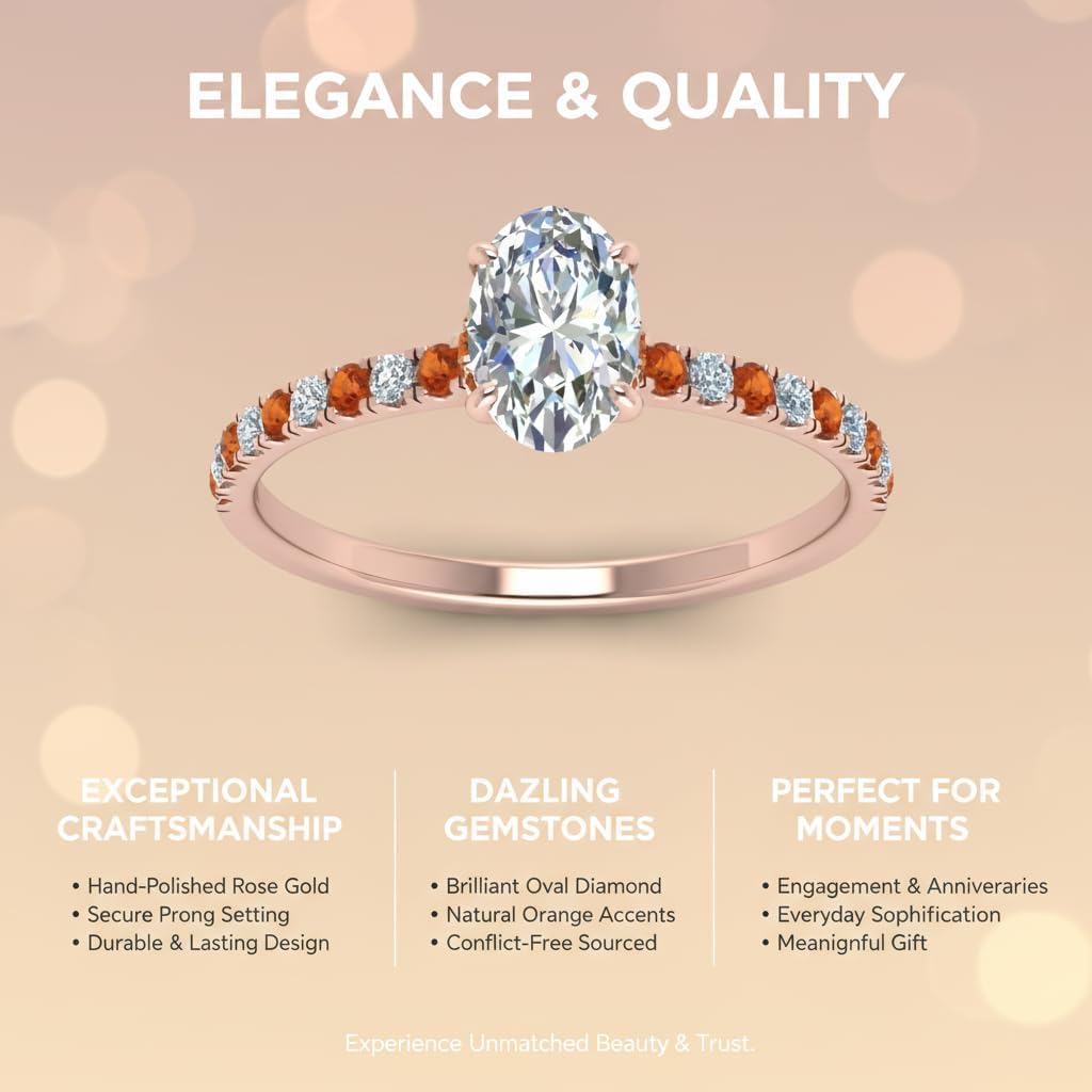 Choose Your Gemstone Oval Shape 14k Rose Gold Plated Halo Engagement Ring Hidden Petite Diamond CZ Affordable for Your Wife, Partner Wedding Ring : US Size 4 to 12