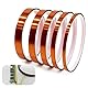 eModwey Kapton Tape, 5er Pack, Hitzebeständig, Hochtemperaturbeständig, Elektronik und Automobilindustrie, Polyimid Film Klebeband (3mm/6mm/8mm/10mm/12mm x 33m)