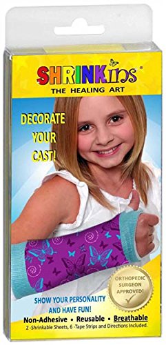Non-Sticky Shrinkins The Healing Art Washable Removable Cast Decorating Cover Kit~ Fun, Fashionable Creative Shrink Wrap Decorations for Arm & Leg Casts ~ Uses No Adhesive - Adult & Child