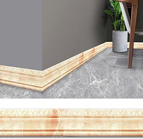 XCDHBEST Self Adhesive Flexible Foam Molding Trim,3D Wallpaper Border Wall Trim Line Skirting Border Self Adhesive Waterproof Baseboard Wallpaper Wall Sticker (White)